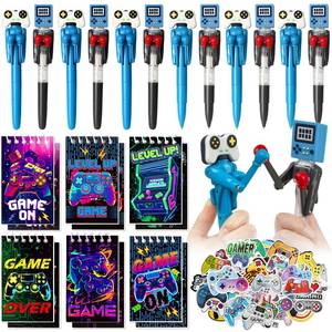 lot 13616 image: GLANFOIO Video Game Party Favors Kit 74 Pcs Pens Notebooks Stickers