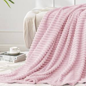 lot 13627 image: BEDELITE Ribbed Cherry Blossom Fleece Throw Blanket 50x60 Inch