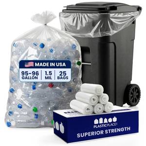 lot 13638 image: Plasticplace Garbage Can Liners 95-96 Gallon 25 Count