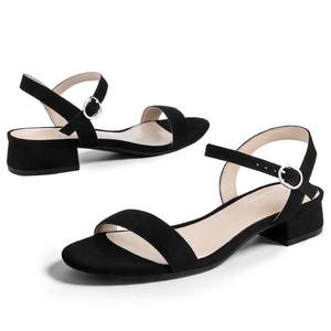 lot 13644 image: Ankis Womens Block Heel Sandals 1 Inch Open Toe Nude Black White