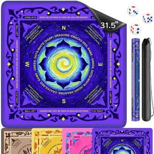 lot 13661 image: EVERSHOW Neoprene Mahjong Mat with Rules 31.5 x 31.5 in Purple