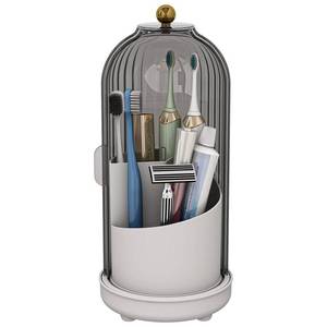 lot 13662 image: Zufudo Toothbrush Holder with Drainage Holes and Removable Bowl, Grey White