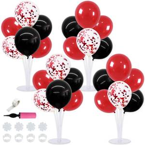 lot 13672 image: TONIFUL Balloon Stand Table Centerpieces 4 Set Red Black