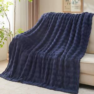 lot 13687 image: NEWCOSPLAY 3D Bubble Flannel Throw Blanket Dark Navy 60x80