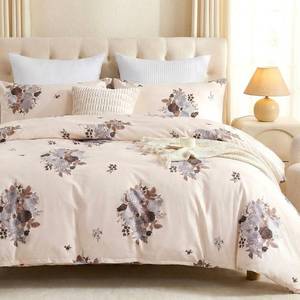 lot 13689 image: Cozaline Botanical Green Floral Duvet Cover Set King 3-Piece 100% Cotton
