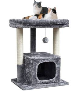 lot 13690 image: SYANDLVY Indoor Cat Tree 27in Activity Tower with Scratching Posts