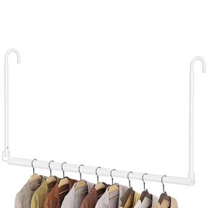 lot 13695 image: Tiemlet Hanging Closet Rod Adjustable Height & Width White