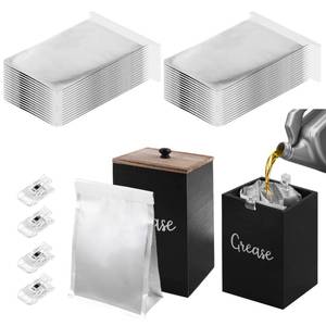 lot 13717 image: Meiqidi Bacon Grease Disposal Container Set with 30 Foil Liners