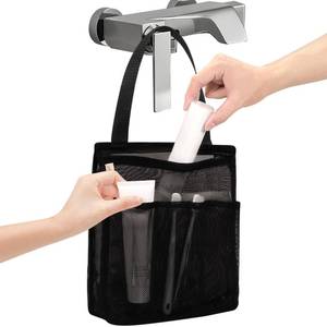 lot 14201 image: famichan Portable Mesh Shower Caddy, Black, 3.5 x 10 x 12 In