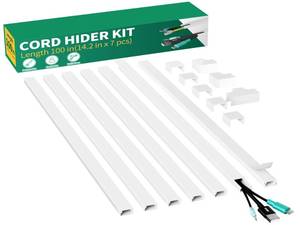 lot 14204 image: Delamu Self-Adhesive Cord Hider Cover Kit 100In Paintable White