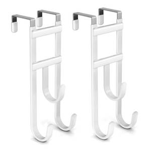 lot 14208 image: WLCSNG Over the Door Hooks 2 Pack No Drill Fits Doors Up to 1.65 Inch