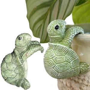 lot 14212 image: Xxshcdz 2 Pcs Turtle Figurines Resin Plant Pot Hanger Decor