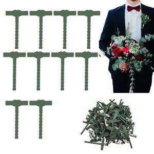 lot 14216 image: NEVTORAU 80-Pack Green T-Shape Boutonniere Pins Reusable Plastic