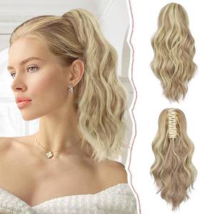 lot 14218 image: SOFEIYAN Synthetic Ponytail Hair Extension 14 Inch Wavy Claw Clip Ash Brown
