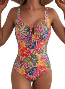 lot 14222 image: Aleumdr Womens One Piece Swimsuit Cutout Vintage Printed X-Large