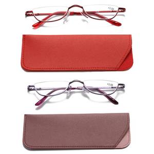 lot 14236 image: Viseng Half Frame Reading Glasses for Women Men Slim Metal Semi-Rimless