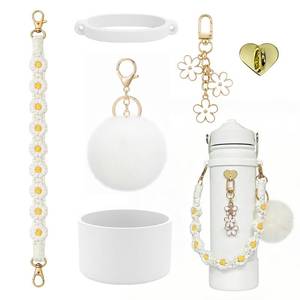 lot 14239 image: XccMe Water Bottle Accessories Set with Silicone Boot and Handle Strap, White