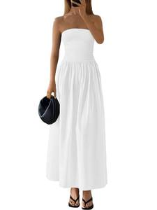 lot 14265 image: PRETTYGARDEN Womens Strapless Maxi Dress White Medium