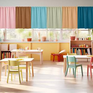 lot 14267 image: Tranqun 6 Panel Boho Classroom Window Curtains 30 x 24 In