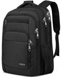 lot 14283 image: Liokesa Laptop Backpack Black 15.6 Inch Water Resistant