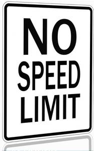 lot 14296 image: Yosqego No Speed Limit Metal Wall Sign 8 x 12 Inch