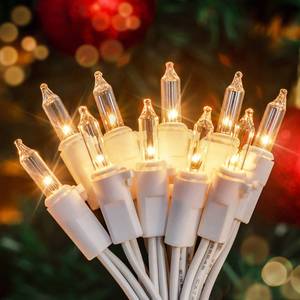 lot 14315 image: Hopolon Christmas Mini String Lights Warm White 2 Pack 50 Count White Wire
