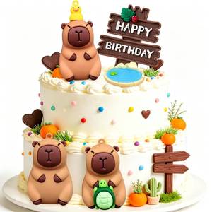lot 14346 image: BACH AND BOUJEE Capy Birthday Cake Topper Set Party Decorations