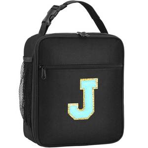 lot 14347 image: SANBADA Insulated Lunch Bag with Initial Letter Patch Blue J