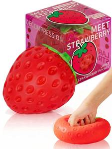 lot 14350 image: HZMRLSB Strawberry Squishy Stress Ball 7 Inch Slow Rising Red