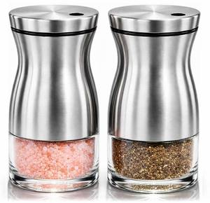 lot 14363 image: CHEFVANTAGE Salt and Pepper Shaker Set Stainless Steel 12 Cup Glass