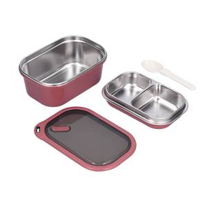 lot 14381 image: Niiyen Bento Lunch Box 1200ml 2 Layer Red With Spoon