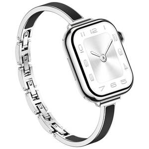 lot 14386 image: SUPOIX Two-Tone Metal Silicone Watch Band for Apple Watch 38-42mm SilverBlack