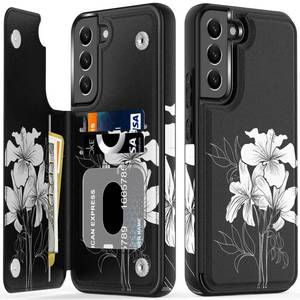 lot 14388 image: LETO Samsung Galaxy S21 FE Flip Folio Leather Wallet Case White Florals