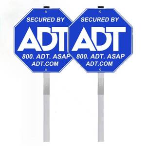lot 14395 image: AlfaView 2 Pack Security Yard Sign 10 x 10 in Aluminum with Metal Stake