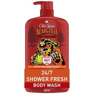 lot 17609 image: Old Spice Mens Body & Face Wash 33.4 Fl Oz Bearglove Crisp Orchard 3700073359 4 Pack