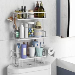 lot 17633 image: FLOLXNB Over The Toilet Storage 3-Tier Bathroom Organizer Shelf White