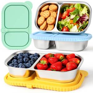 lot 17634 image: YQL Stainless Steel Kids Food Containers 12 Oz 3 Pack