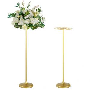 lot 17640 image: Fullvaseer Gold Metal Flower Stand 2 Pack Adjustable Height 15.3-39.3 Inch