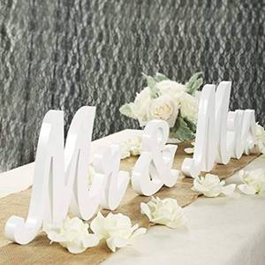 lot 18447 image: BLOOBLOOMAX Wooden Mr & Mrs Wedding Table Sign, White