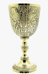 lot 17612 image: Handmade Brass Wine Goblet 6 Inch 8 oz Polished Gold Finish Chalice