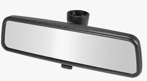 lot 17615 image: Interior Rearview Mirror Assembly with Black Frame and Shipping Box