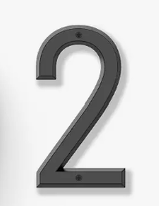 lot 18479 image: Black Metal House Number 2 with Screw in Polybag