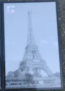 lot 18490 image: Black Framed Eiffel Tower Black and White Print Wall Art, Vertical