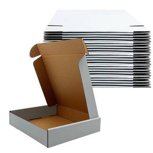 lot 1357 image: Shipping Boxes 9 x 9 x 2 Inch White Corrugated Mailer Set of 25