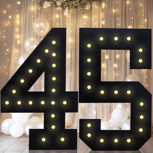 lot 1366 image: LOBOOM 4FT Black Marquee Light Up Numbers 45