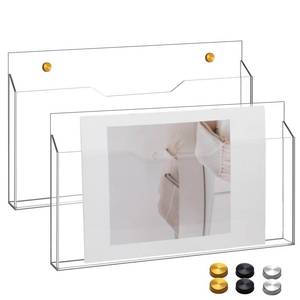 lot 1383 image: Feifeiya 2-Pack Clear Acrylic Wall Mount File Holder, 14 x 8.3 x 1.2 Inches