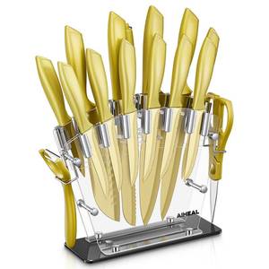 lot 1396 image: Aiheal 16 Piece Knife Set High Carbon Stainless Steel Titanium Coated Blade
