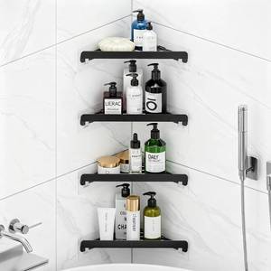 lot 1419 image: Shower Caddy Triangle Corner Shelf Black Metal 4-Pack