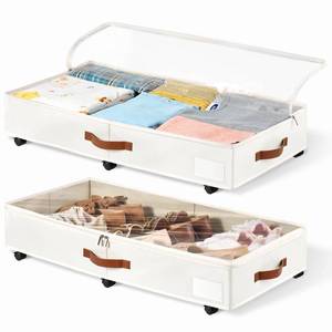 lot 1428 image: KitHero Under Bed Storage Bins with Wheels 6 Inch Pack of 2 White
