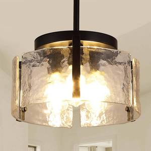 lot 1448 image: Black Chandelier 14.17 Hammered Glass Dining Room Light Fixture  Retail $149.99